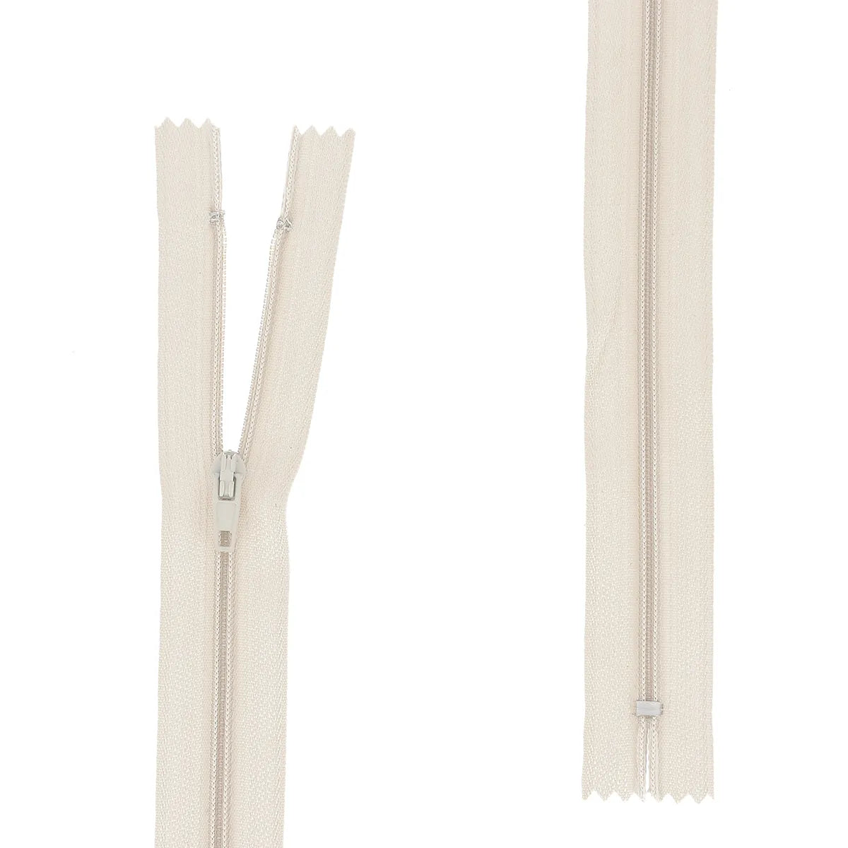 Fermeture à glissière beige naturel largeur 4 mm de maille, plusieurs longueurs disponibles