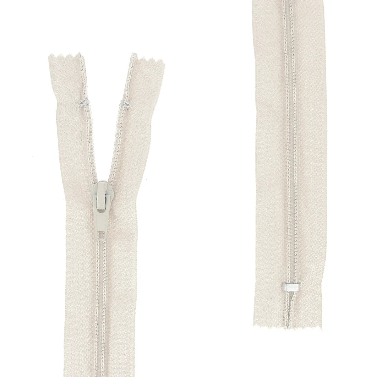 Fermeture à glissière beige naturel de 6 mm de largeur de maille, plusieurs longueurs disponibles