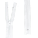 Fermeture éclair en nylon blanche de 6mm d'épaisseur de maille, idéale pour la couture et la confection de vêtements. Plusieurs longueurs disponibles