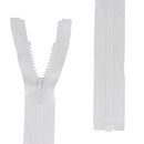 Fermeture éclair séparable en plastique couleur blanche. Fermeture à glissière de 6 mm d'épaisseur de maille