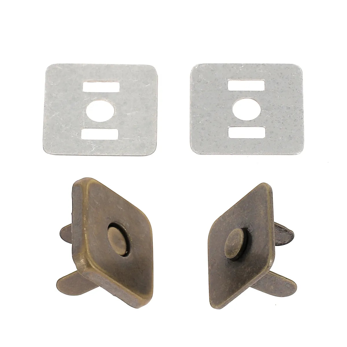 Fermoir TOP magnétique PUISSANT - CARRÉ 19x19mm Laiton vieilli - Fermeture aimantée pour sac, pochette, portefeuille...