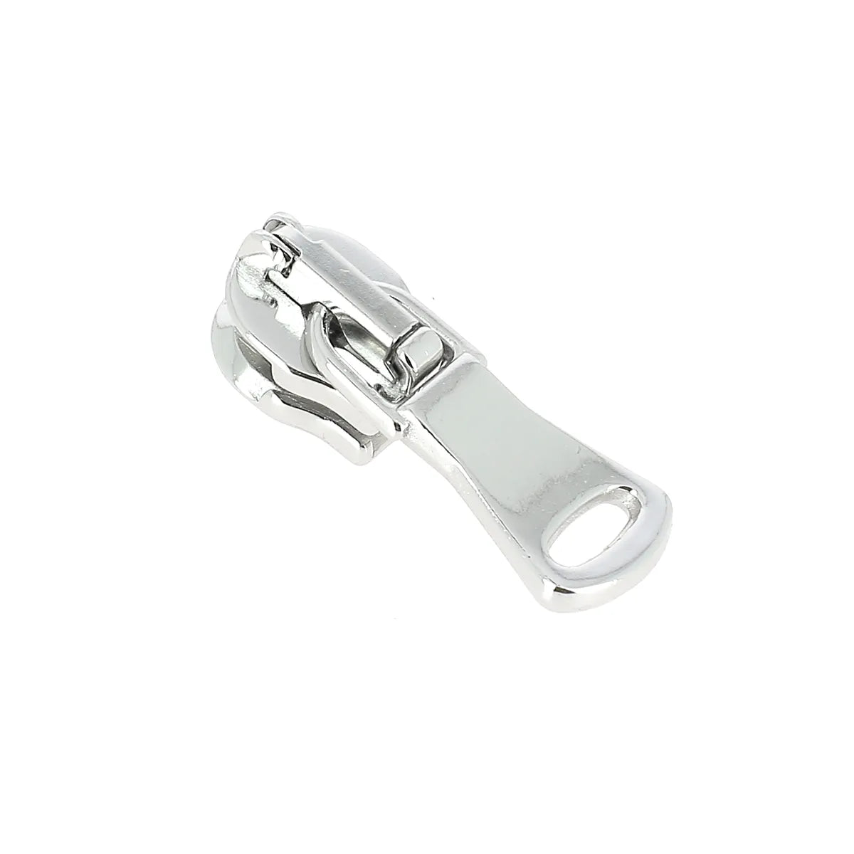 Curseur autobloquant finition nickelée pour fermeture à glissière, largeur 6 mm