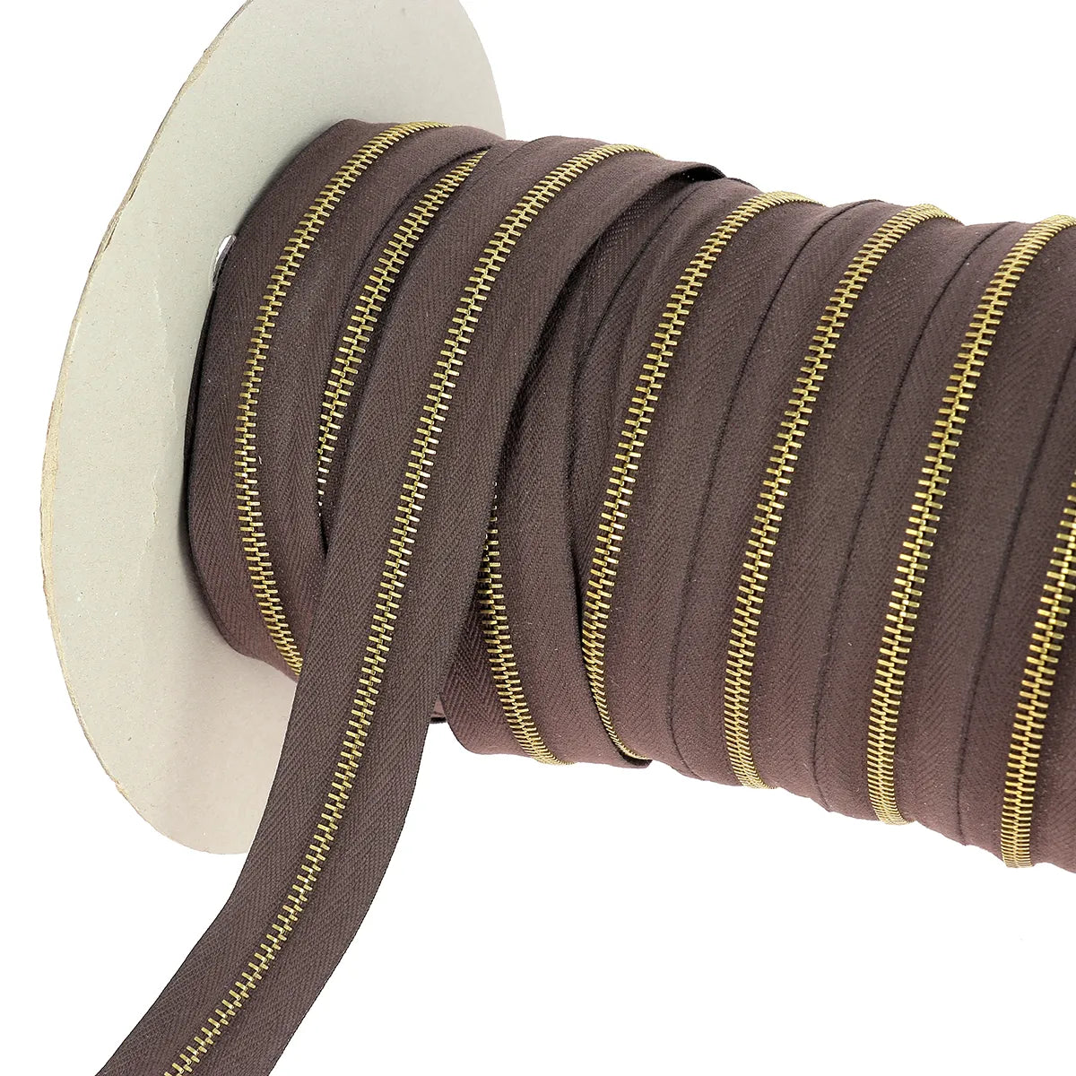 Assemblez votre propre fermeture éclair en couleur chocolat finition métal laiton largeur 4 mm