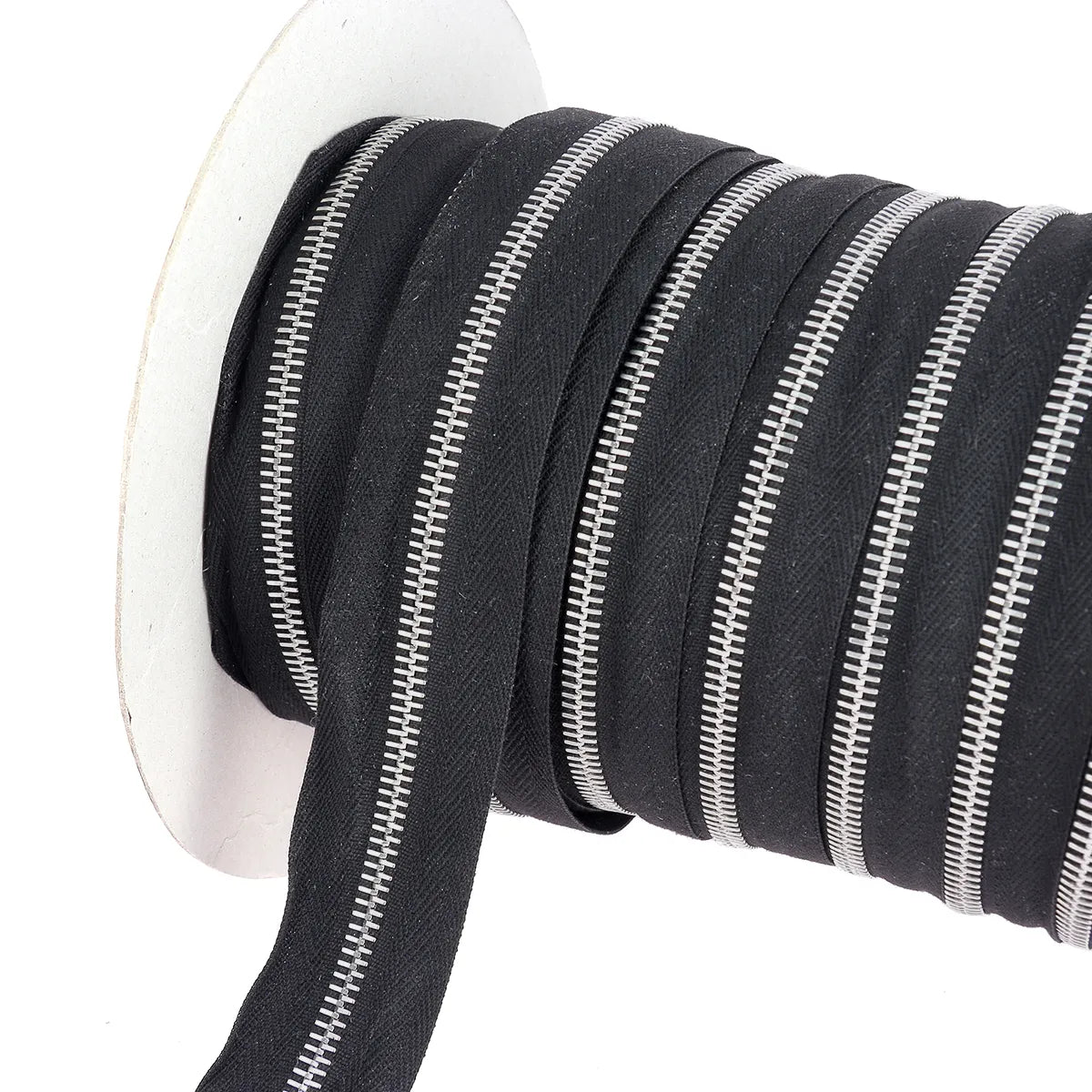 Fermeture éclair au mètre noire largeur 6 mm finition nickelée pour couture de sac