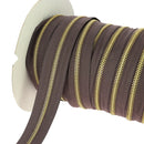 Fermeture zippée au mètre couleur marron chocolat dents en métal laiton dorée largeur 6 mm