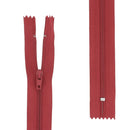 Fermeture à glissière non-séparable de 4 mm de largeur de maille couleur rouge bordeaux.