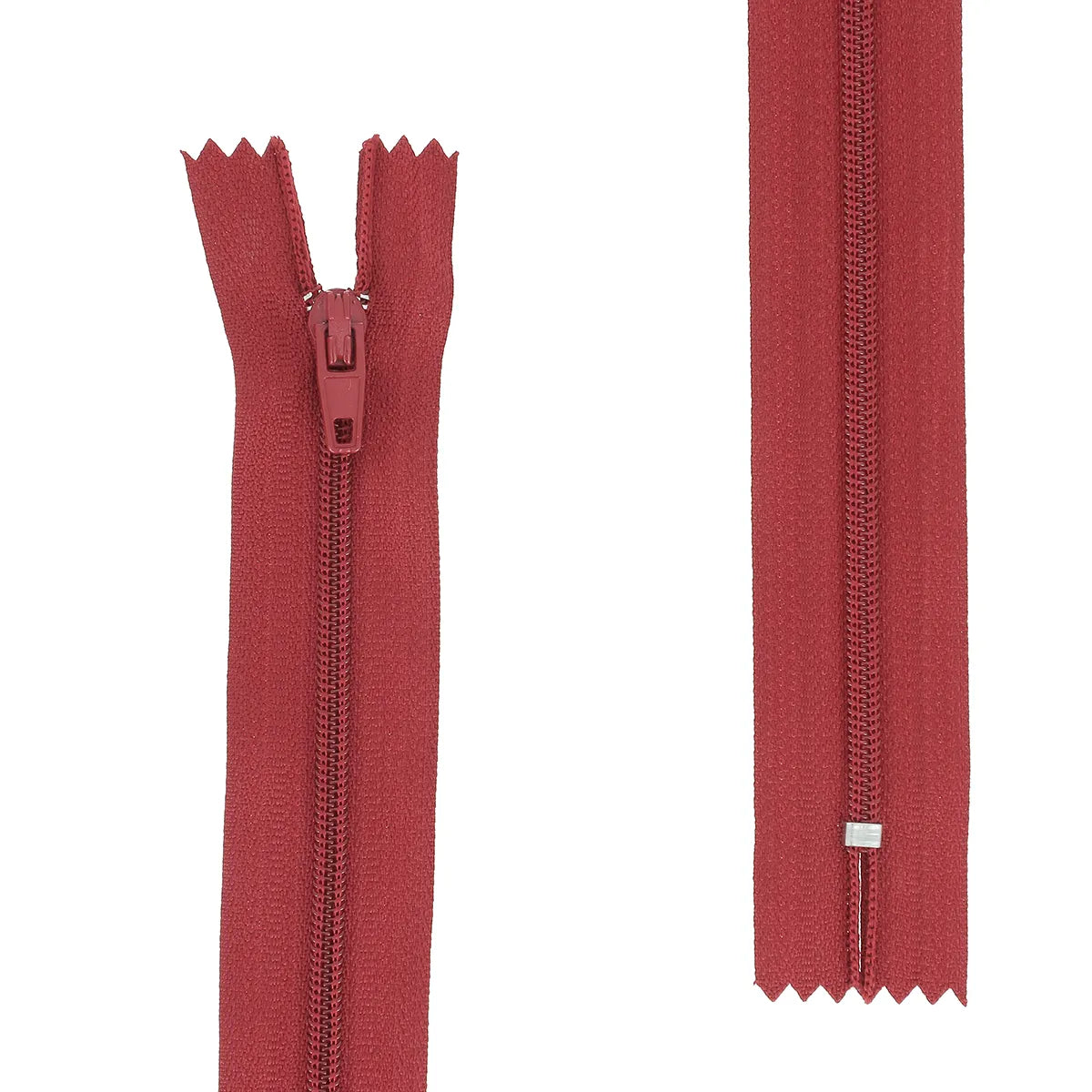Fermeture zippée en nylon rouge bordeaux de largeur de maille 4 mm