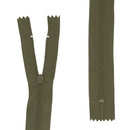 Fermeture à glissière en nylon non-séparable couvert vert foncé de largeur de maille 4 mm, plusieurs longueurs au choix
