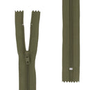 Fermeture éclair non-séparable vert olive de 4 mm de largeur de maille. Fermeture à glissière en nylon