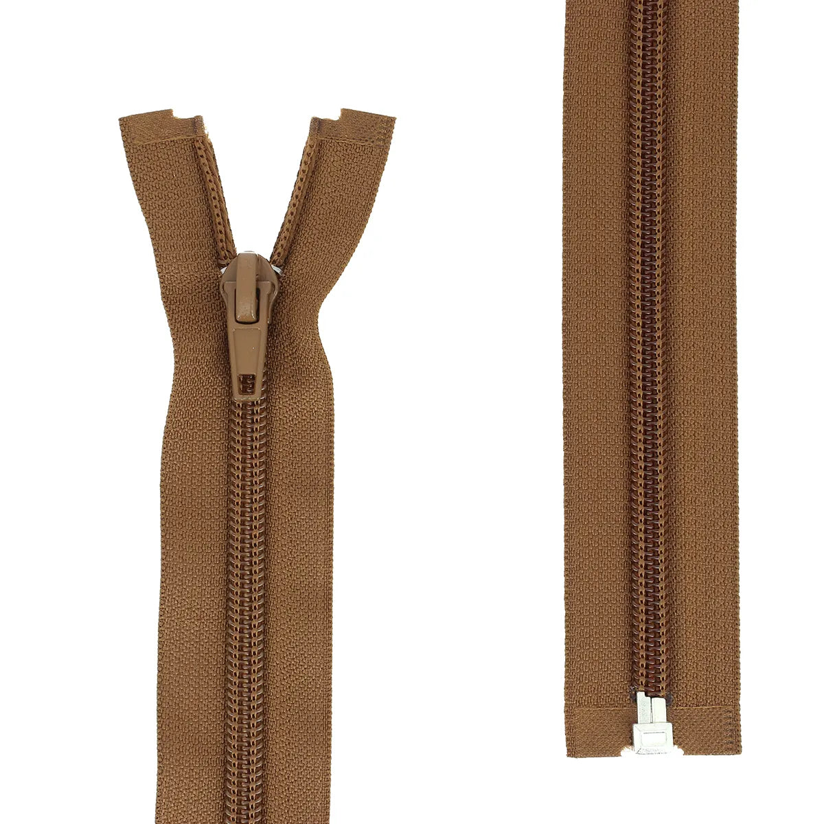 Fermeture éclair en nylon couleur marron fauve de 6 mm de largeur.