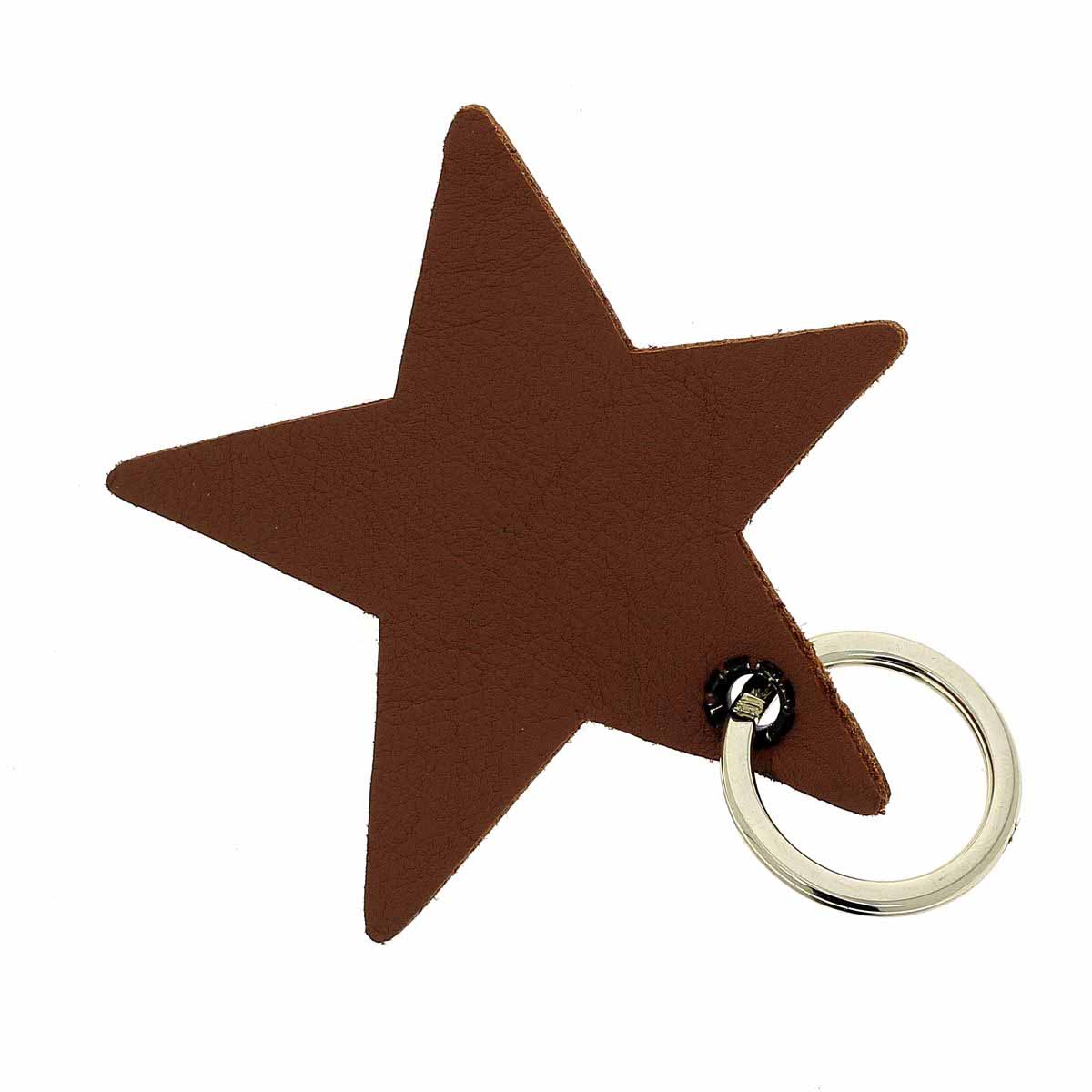 Pote clé étoile en cuir avec anneau rond doré
