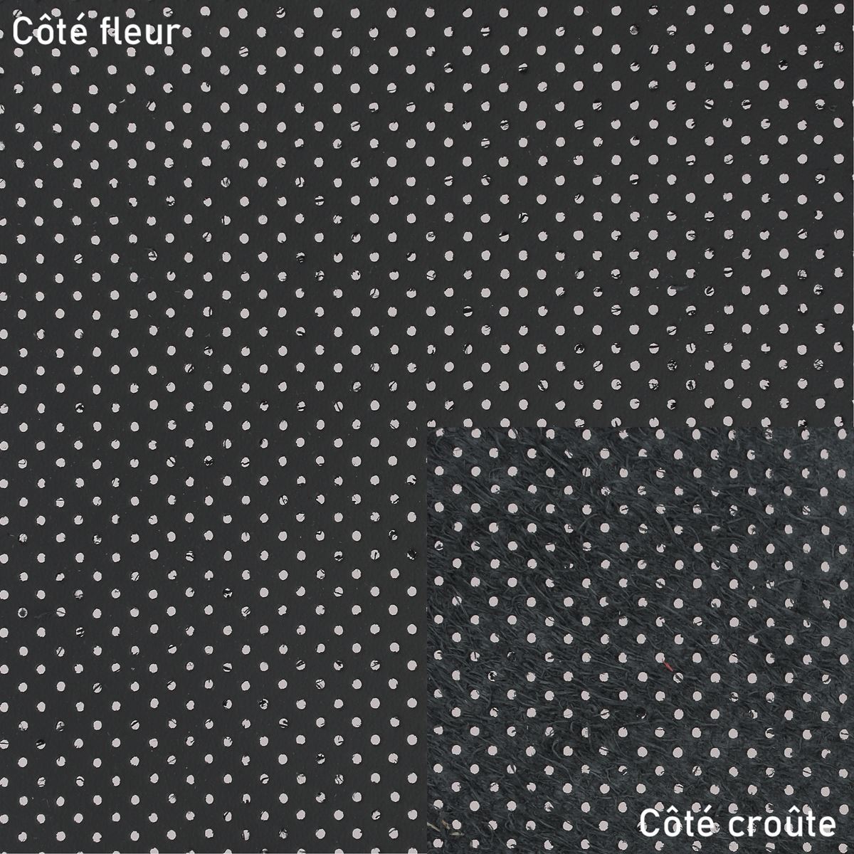 Demi peau de cuir automobile lisse perforé - NOIR AUT020