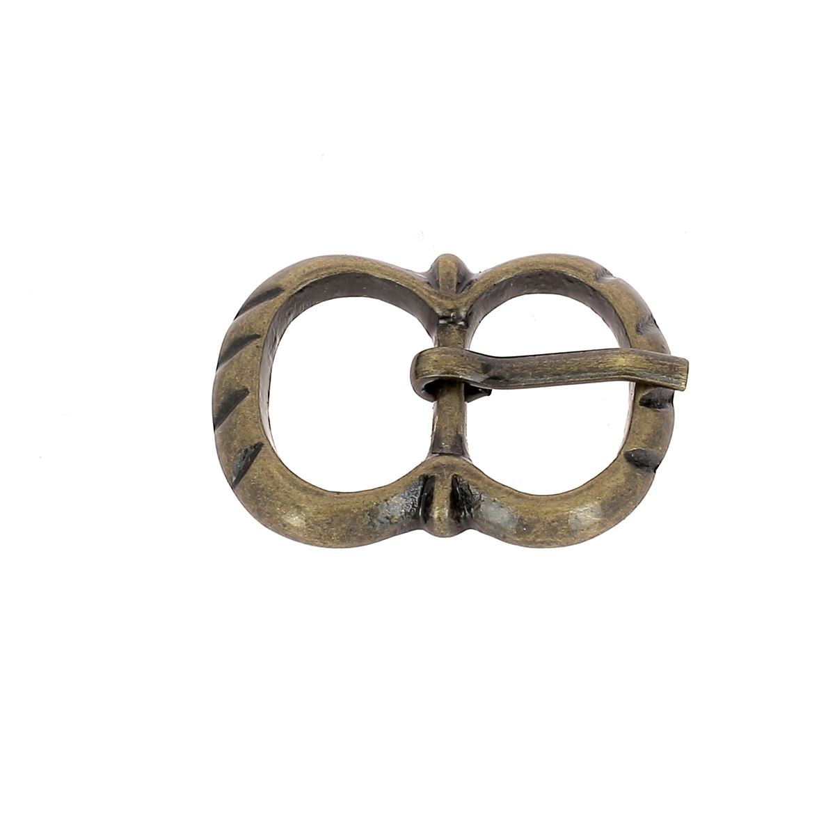 Boucle de ceinture double en laiton EYA - 12mm - Laiton vieilli