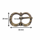 Boucle de ceinture double en laiton EYA - Dimensions