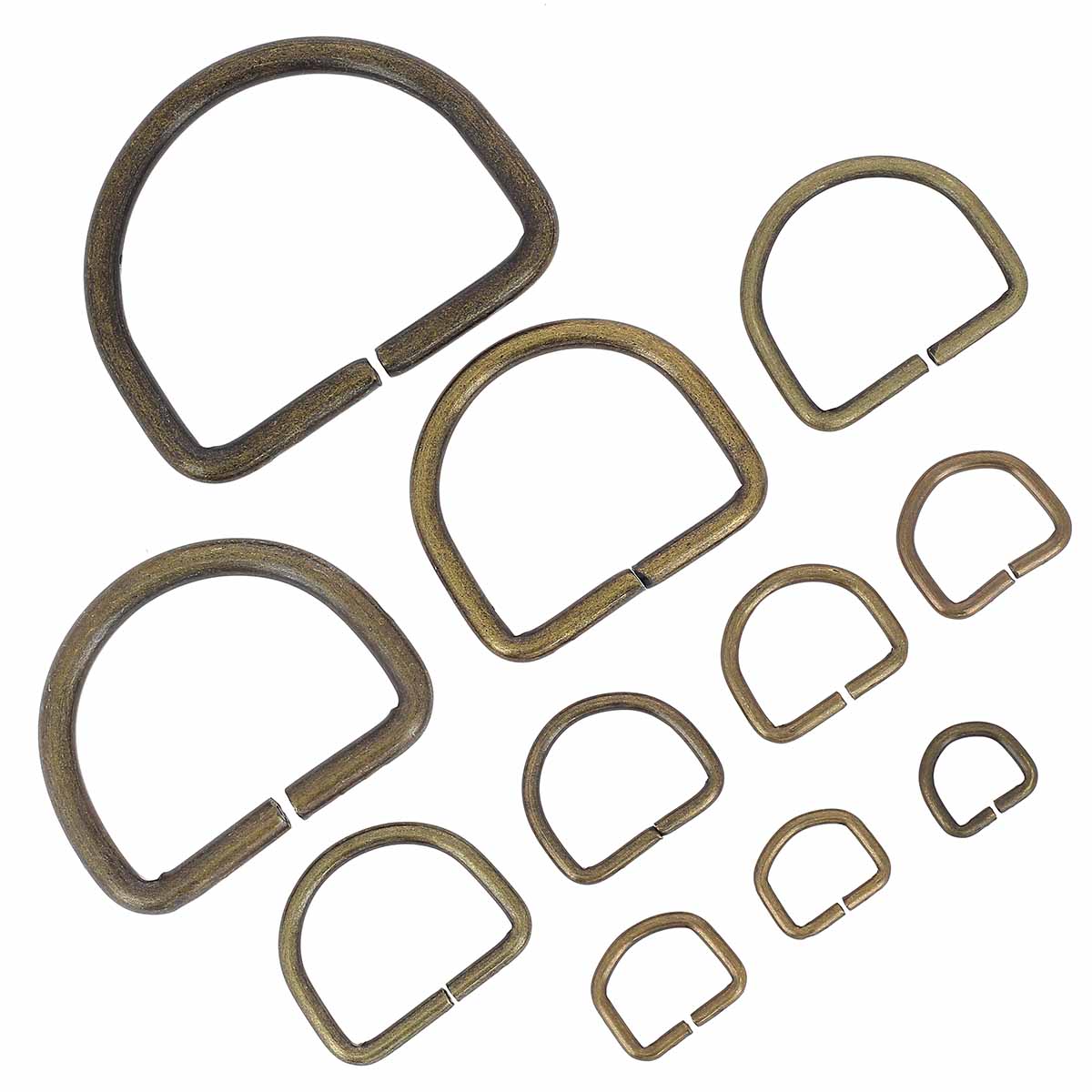 Lot d'anneaux demi-ronds en acier - LAITON VIEILLI