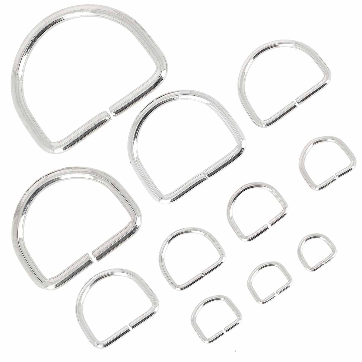 Lot d'anneaux demi-ronds en acier - NICKELÉ