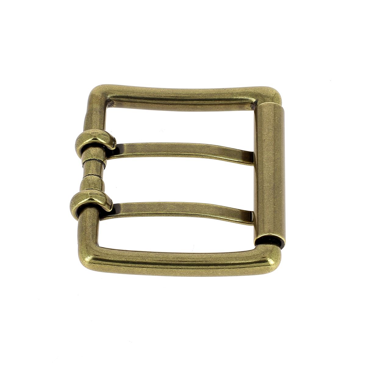 Boucle de ceinture à double ardillon et à rouleau en laiton massif NAO - LAITON VIEILLI - 40mm