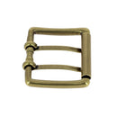 Boucle de ceinture à double ardillon et à rouleau en laiton massif NAO - LAITON VIEILLI - 40mm