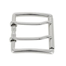 Boucle de ceinture à double ardillon et à rouleau en laiton massif NAO - Nickelé - 50mm