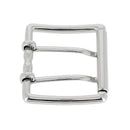 Boucle de ceinture à double ardillon et à rouleau en laiton massif NAO - Nickelé - 50mm