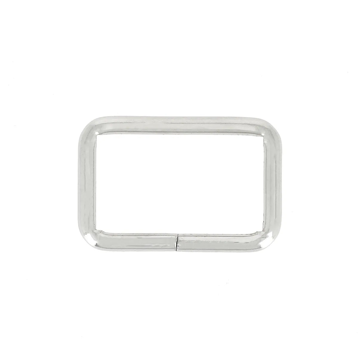 Passant rectangulaire en fil épais nickelé, pièce de bouclerie robuste pour réparation ou créations en maroquinerie.