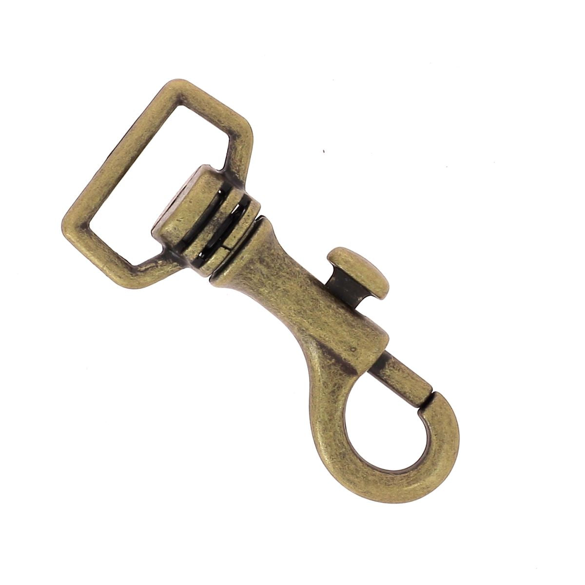 Mousqueton tournant à tirette - Laiton vieilli - 20mm