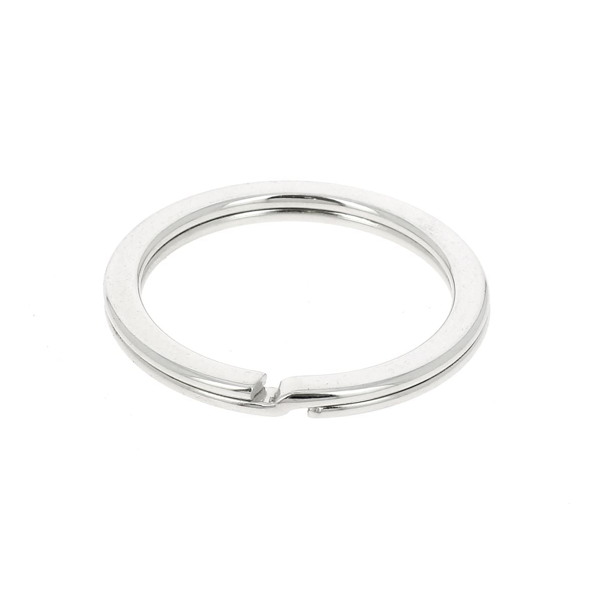 Anneau plat de porte-clés - 25mm - Nickelé