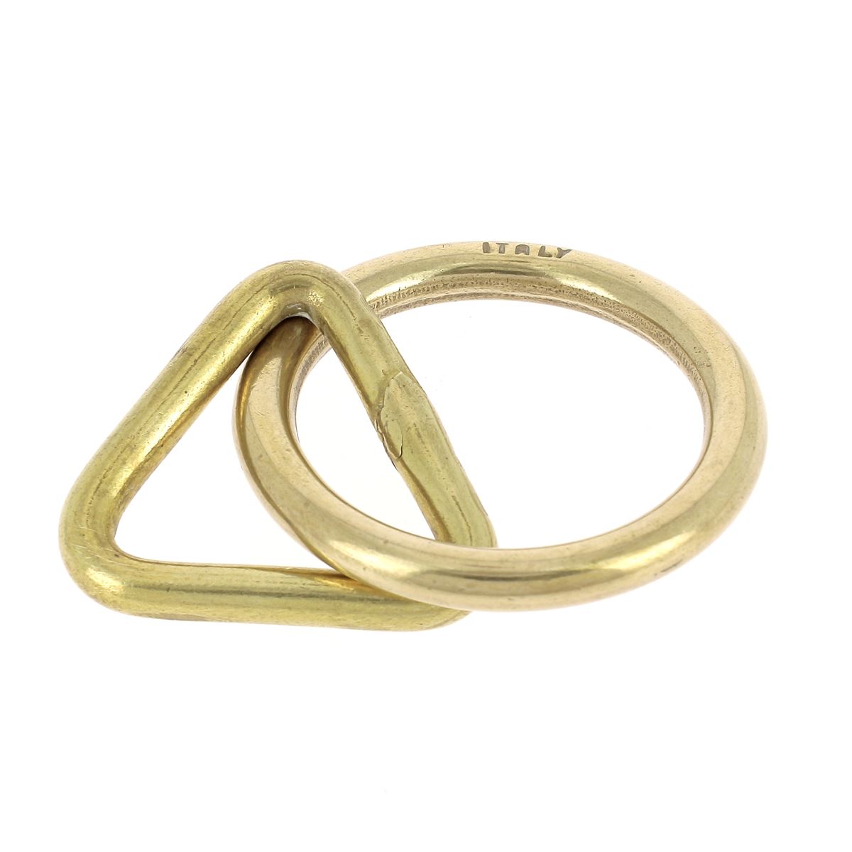 Anneau rond soudé 35mm avec triangle soudé 27mm en laiton - Deco Cuir