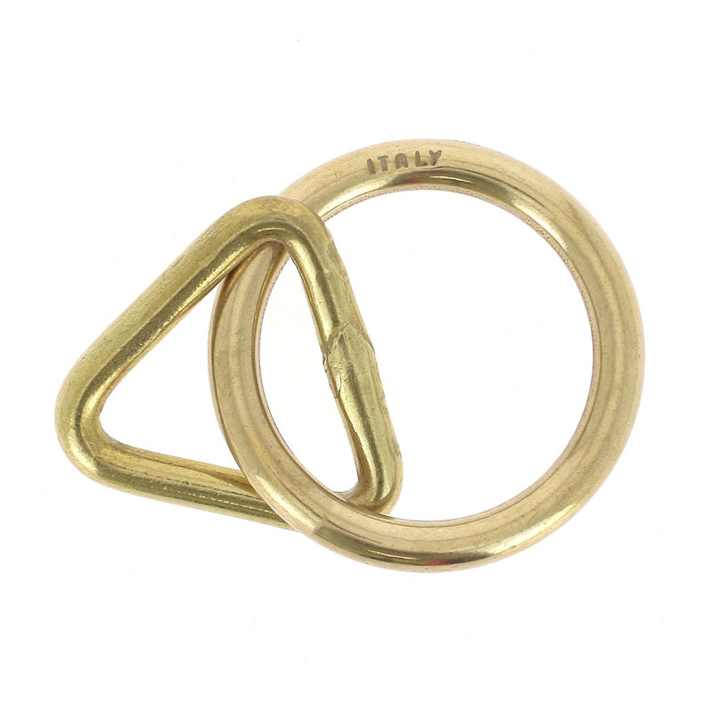 Welded round ring 35mm with welded triangle 27mm in brass