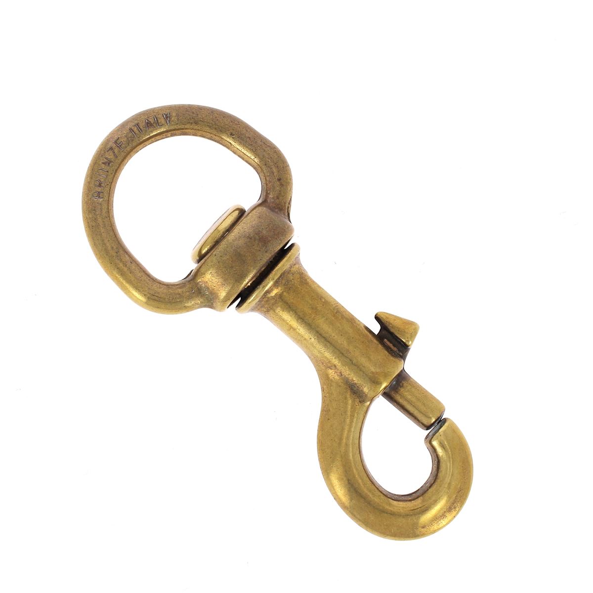 Mousqueton tournant à tirette en laiton - Attache ronde 20 mm - LAITON VIEILLI