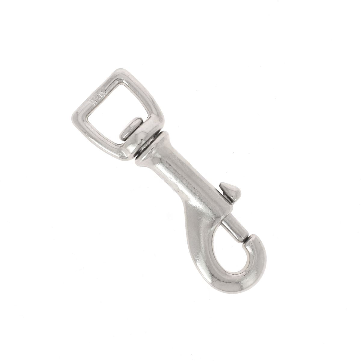 Mousqueton tournant à tirette en laiton - Nickelé - Largeur 13mm