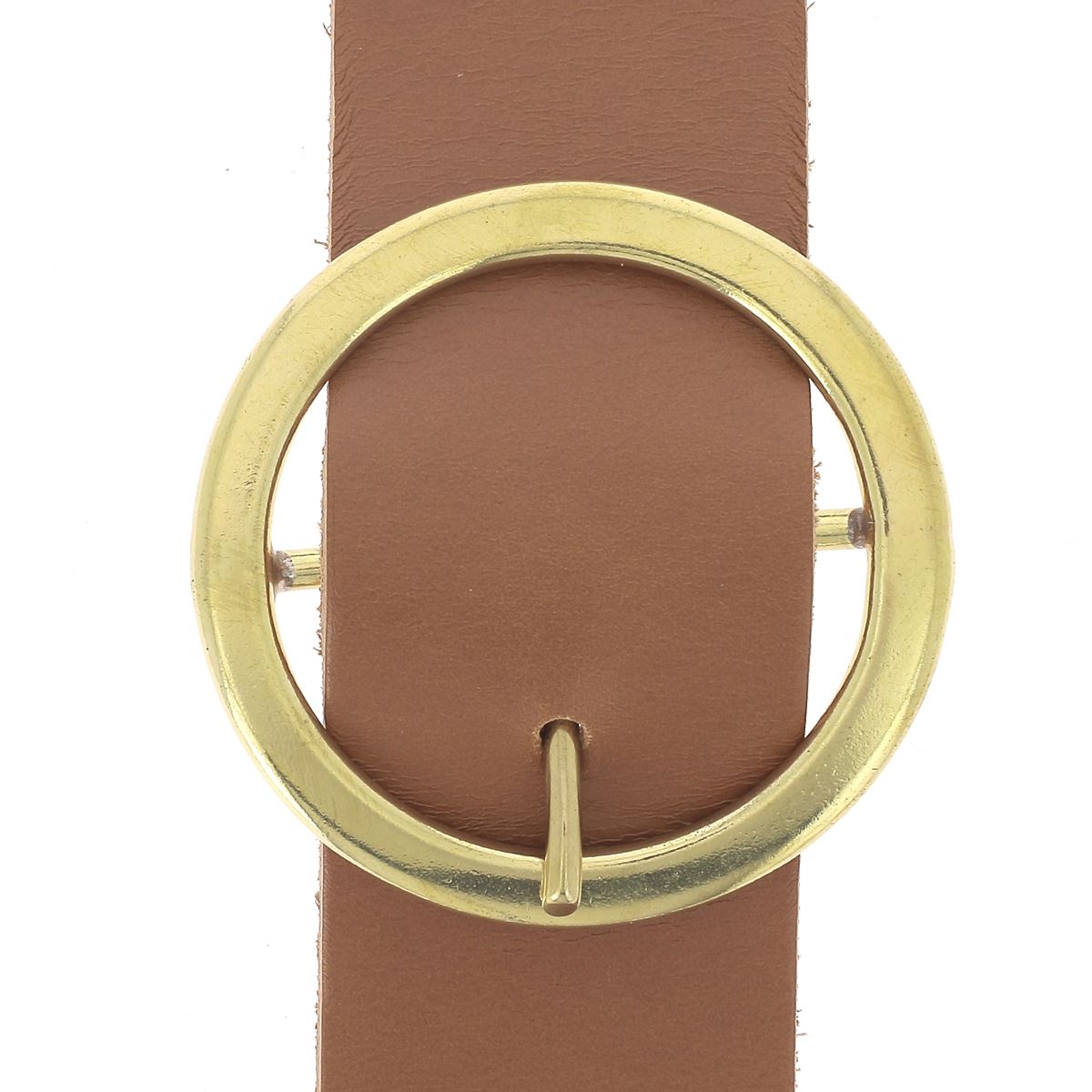 Grande boucle ronde en laiton pour lanière en cuir  de 4,5 cm - Poursin france