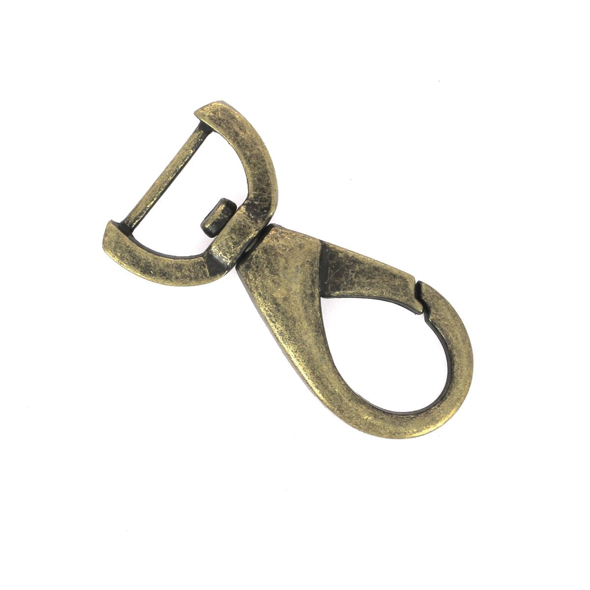 Mousqueton tournant ovale - Attache demi-ronde - Laiton vieilli - 15mm