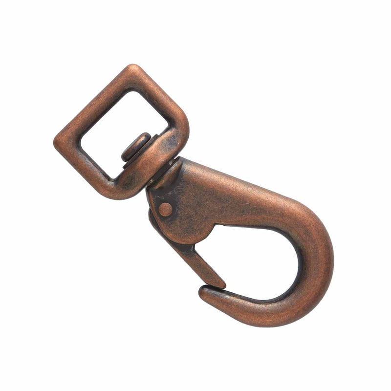 Gros mousqueton tournant - Vieux cuivre - Lanière 19mm - 1157-12