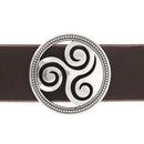 Boucle ronde pour ceinture en cuir de 3,5 cm - Triskel celte / breton