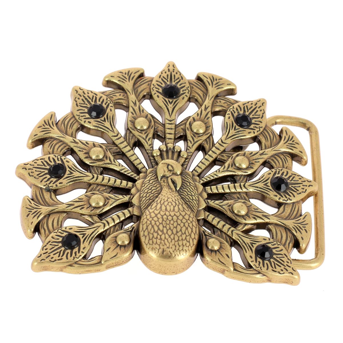 Boucle de ceinturon paon - ANI - Laiton 40mm