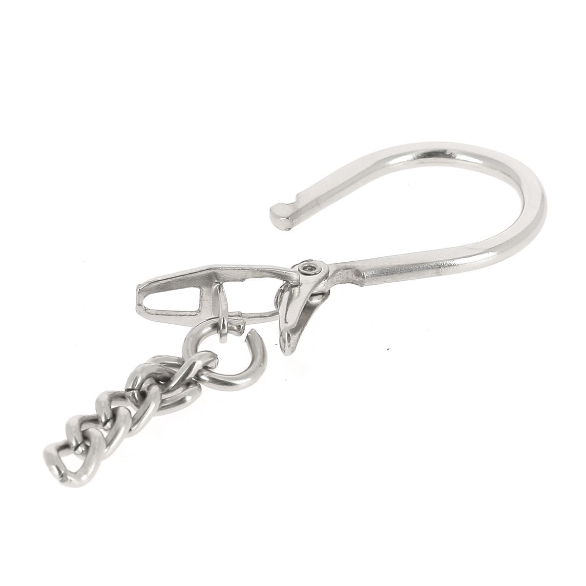 Anneau de porte-clés ouvert avec fermoir et chaîne en acier