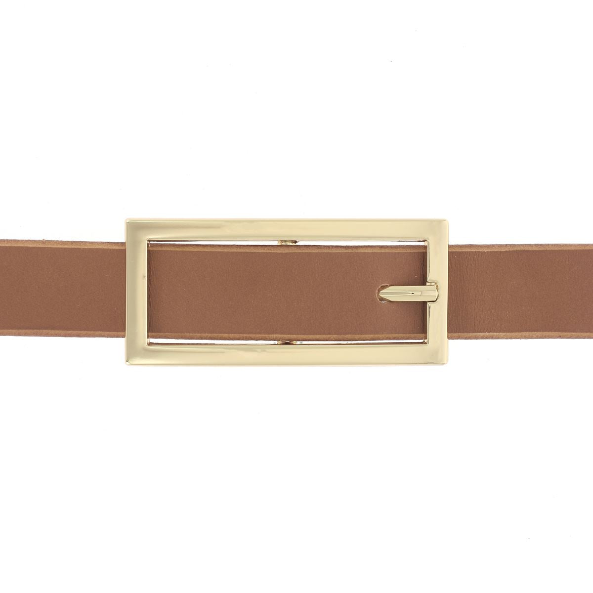 Ceinture en cuir avec boucle rectangle  doré - Largeur 2 cm