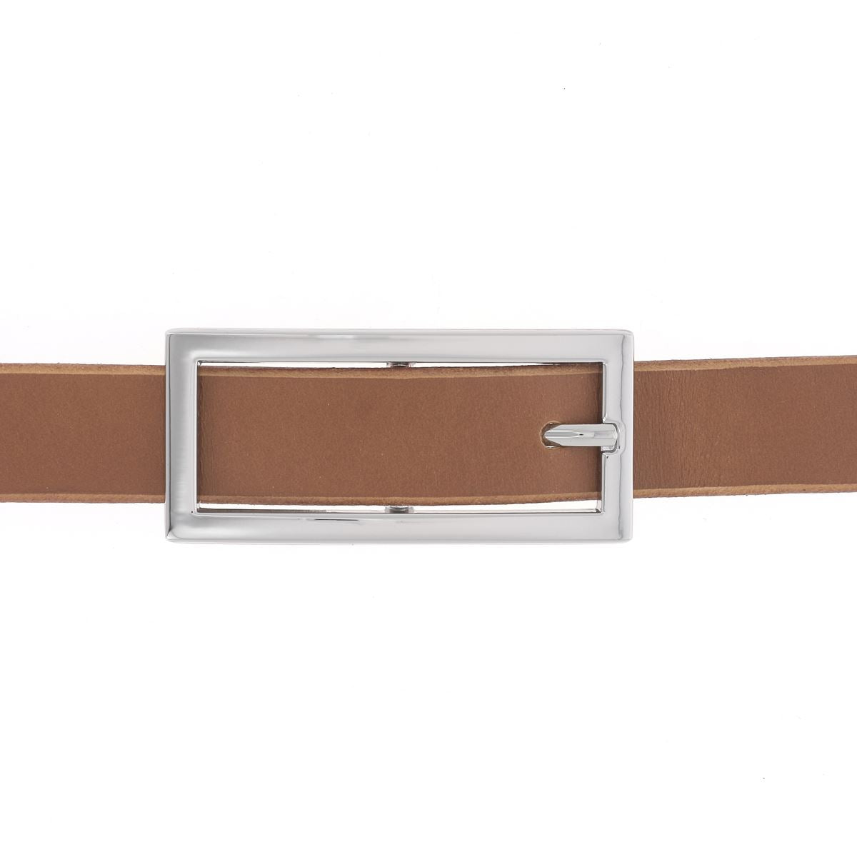 Ceinture en cuir avec boucle rectangle nickelé - Largeur 2 cm