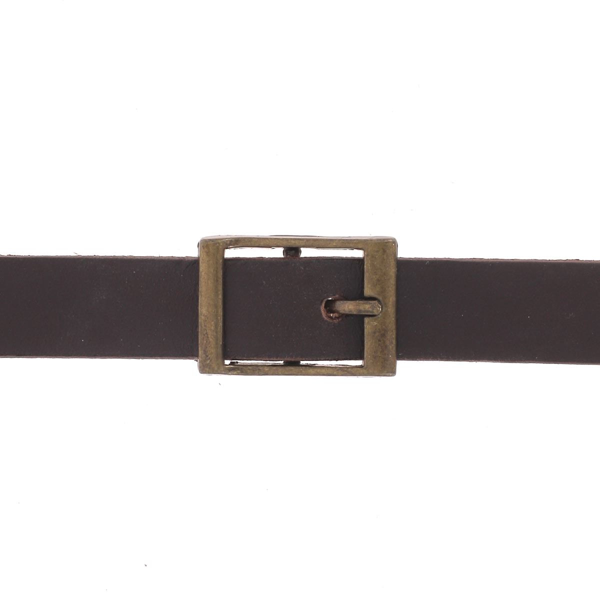 Lanière en cuir avec boucle rectangulaire aspect vintage - laiton vieilli