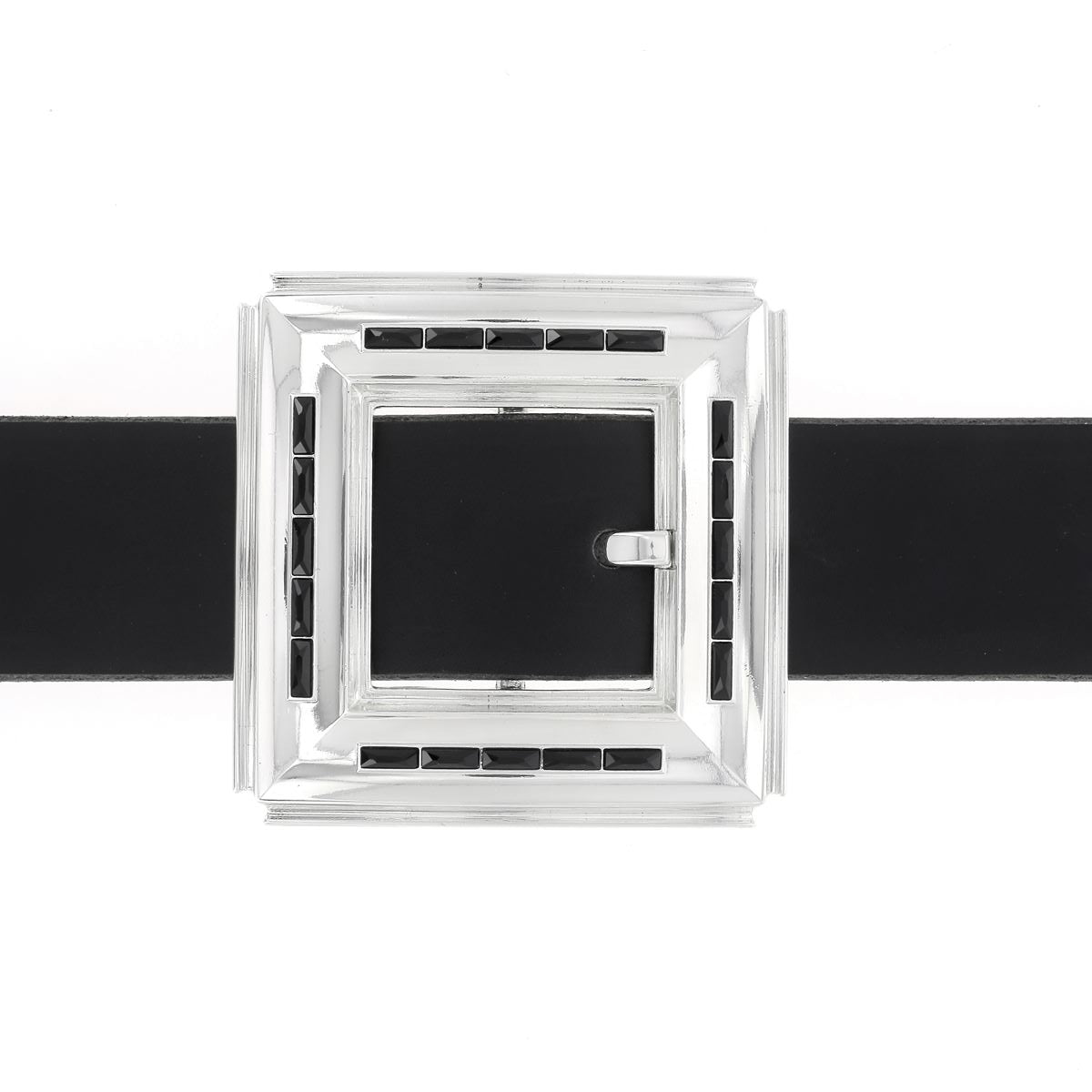 Ceinture en cuir avec lanière 4 cm et grande boucle carrée JOE