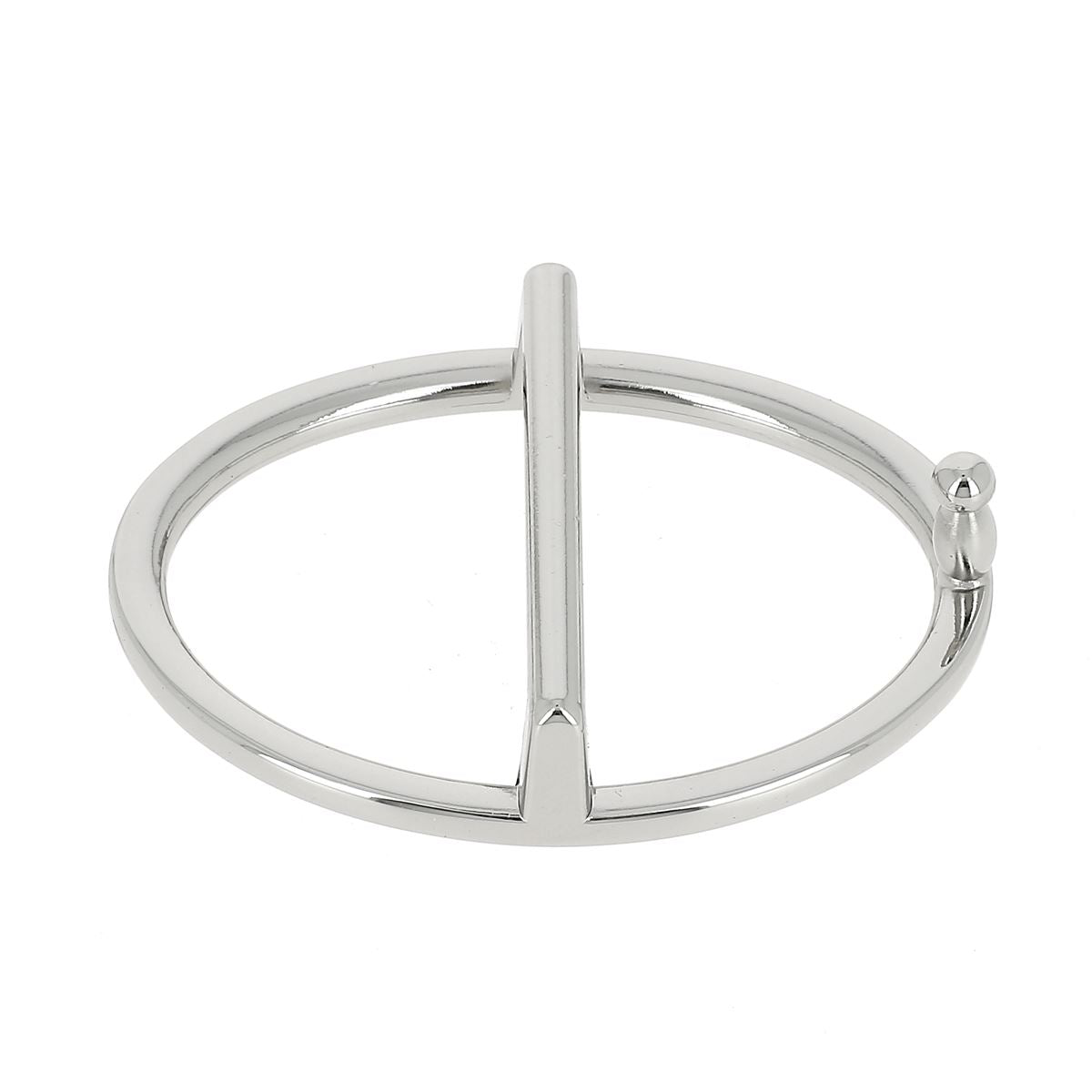 Boucle de ceinture ovale et fine pour lanière en cuir de  3,5 cm - Nickelé