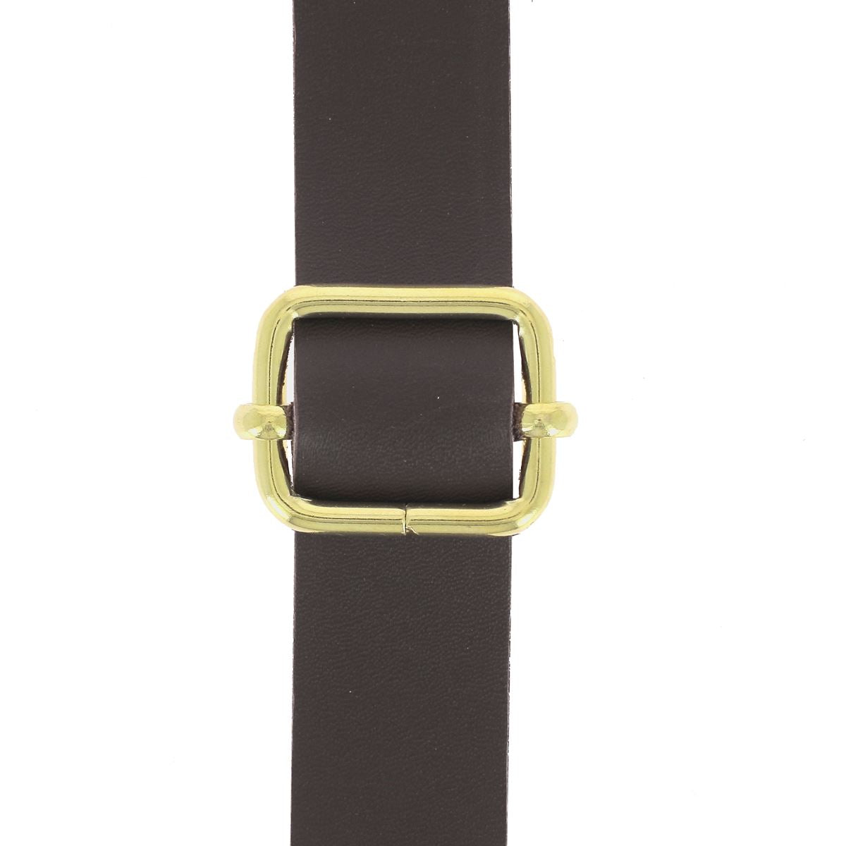 Boucle de réglage pour lanière en cuir - fil épais, finition laiton 