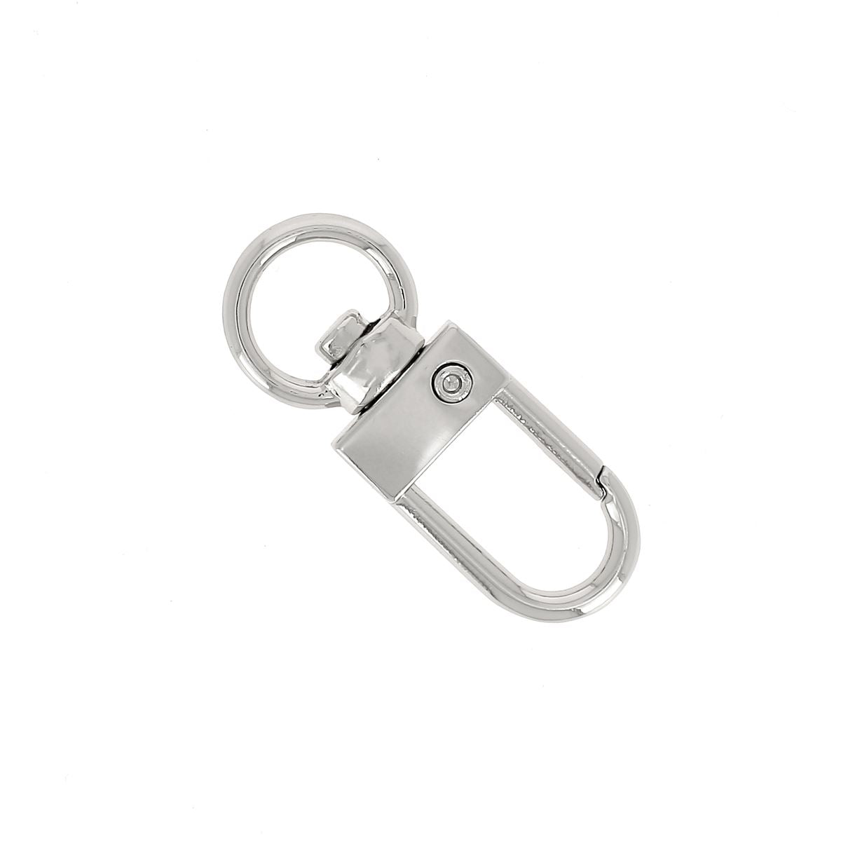 Petit mousqueton tournant - Attache ronde - Pour lanière de 10mm - Nickelé