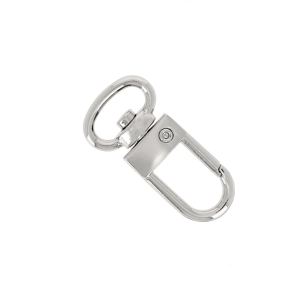 Petit mousqueton tournant - Attache ronde - Pour lanière de 13mm - Nickelé