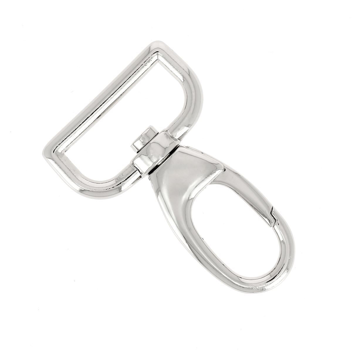 Mousqueton tournant - Nickelé - Bélière plate - Pour lanière de 30mm