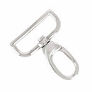 Mousqueton tournant - Nickelé - Bélière plate - Pour lanière de 40mm