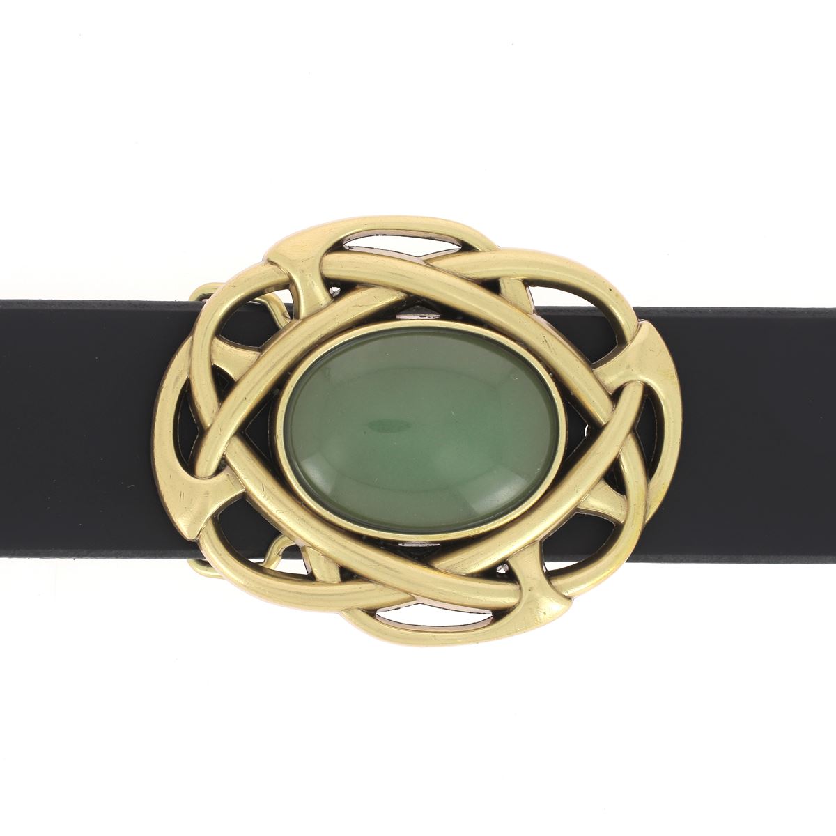 Ceinture en cuir DIY avec boucle de ceinturon doré avec pierre verte