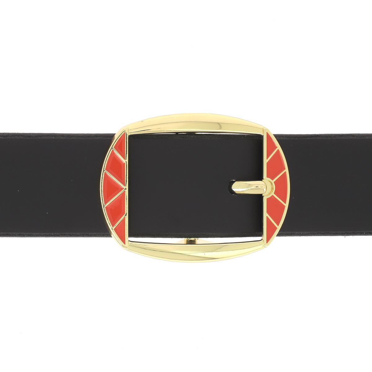 Ceinture en cuir de 4 cm avec boucle MEL doré clair et motifs oranges