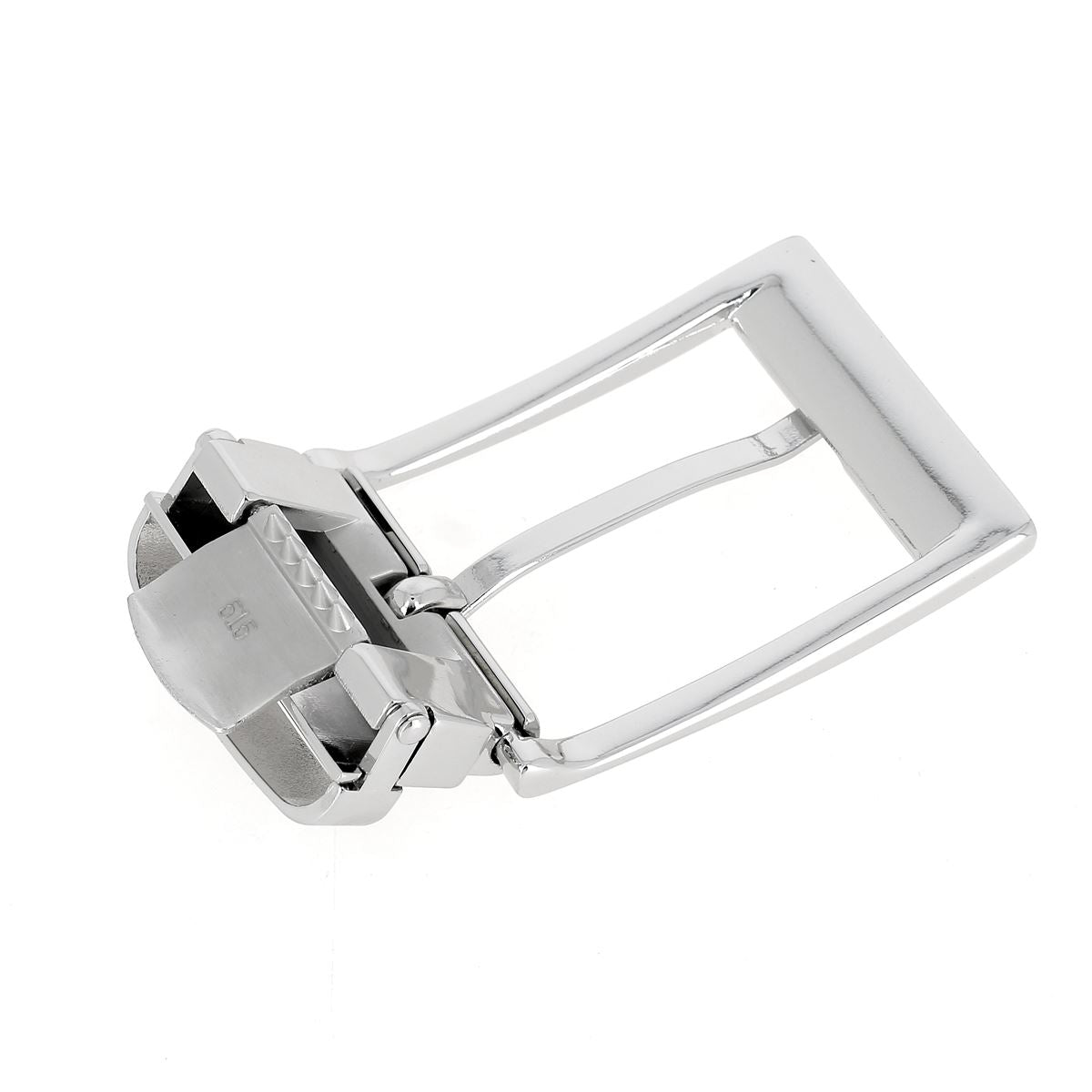 Boucle de ceinture fixation à griffe avec passant SYK - NICKELÉ et SATINÉ - Pour lanière de 3,5 cm